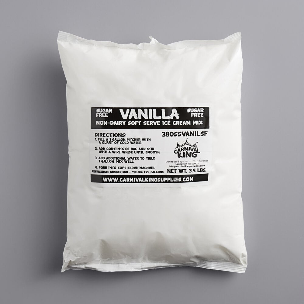 Carnival King 3.4 lb. Sugar Free Vanilla Soft Serve Ice Cream Mix   - 4/Case
