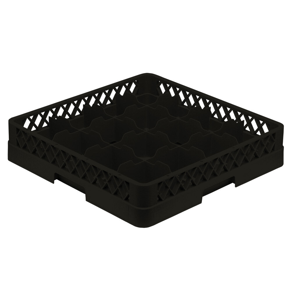 Vollrath Traex Black Plastic 9 Compartment Dishwashing Rack With One Open Extender 19 3/4 L x 19 3/4 W x 5 9/16 H 