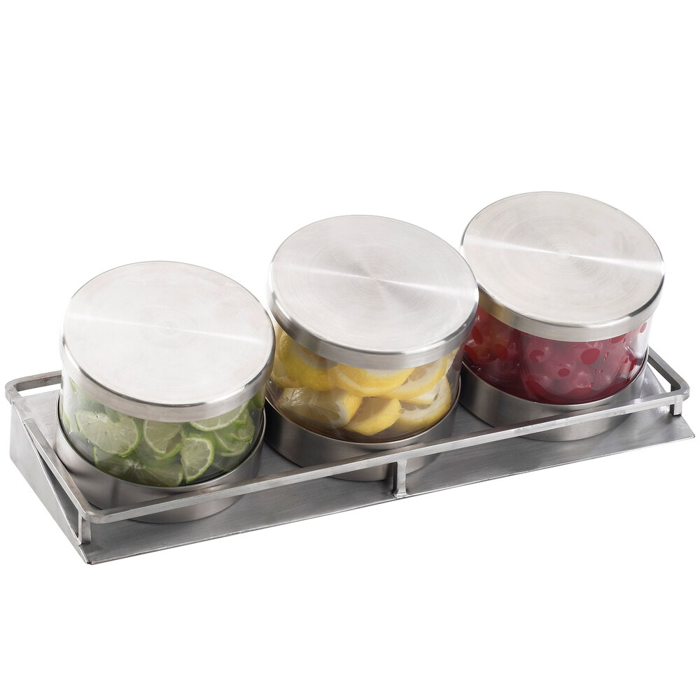 Cal-Mil 1850-4-55 Mixology Stainless Steel Three 16 oz. Jar