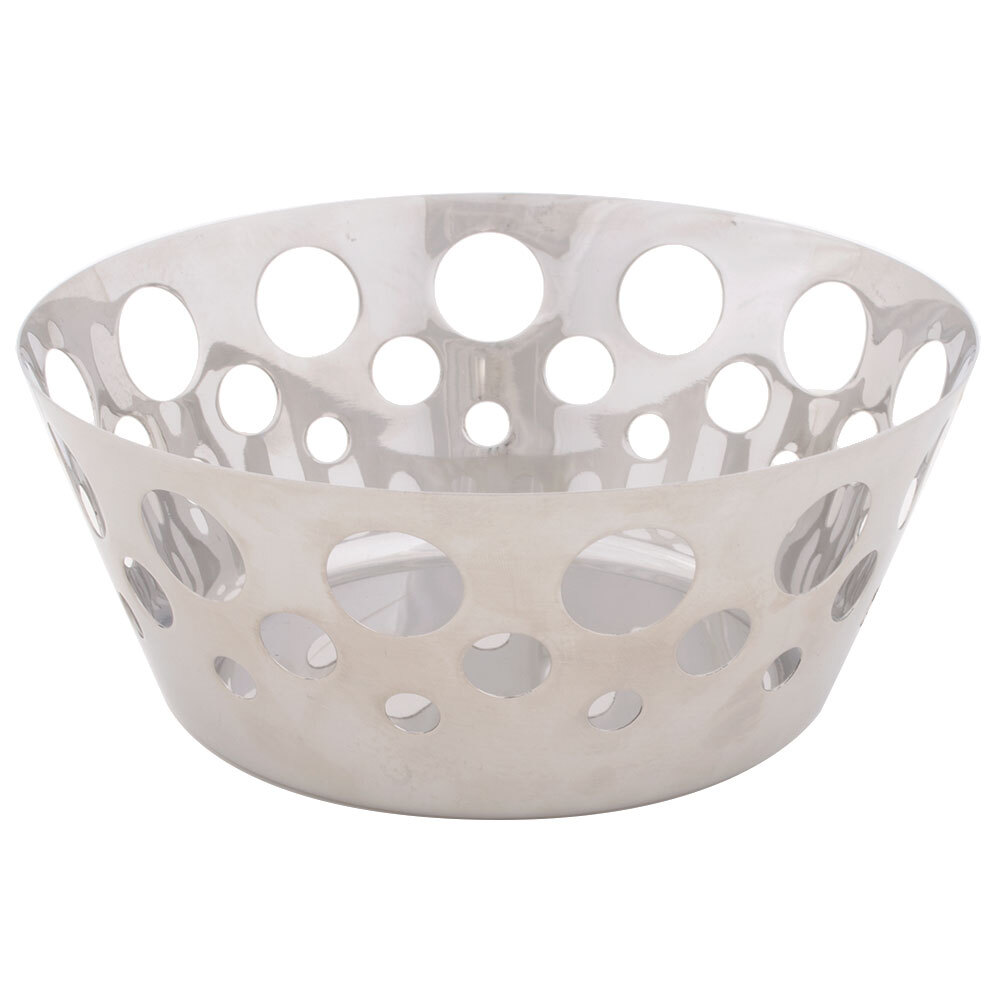 Tablecraft 7177 Stainless Steel 7 5/8" Round Serving Basket with Circle