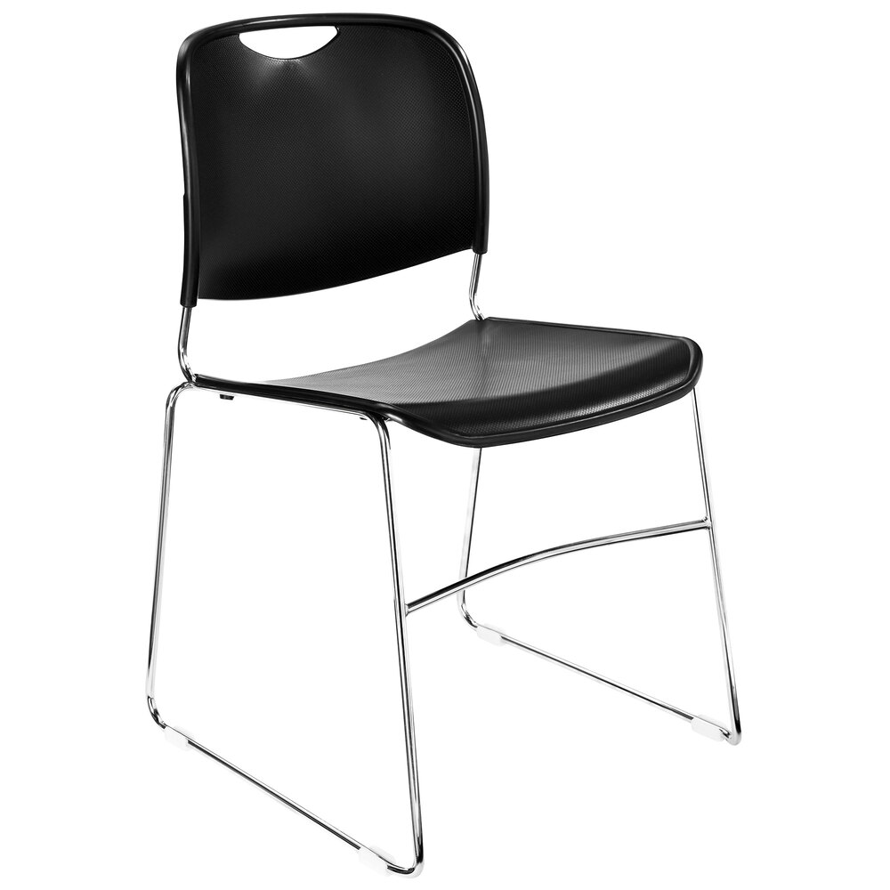 National Public Seating 8510 Black Stackable Ultra Compact Plastic Chair with Ch