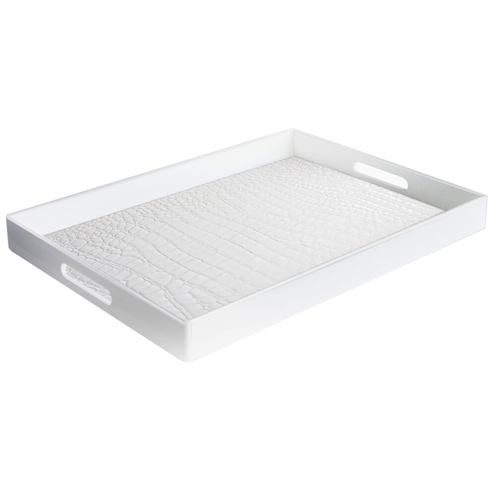 Jay Companies Silver Leather Tray With Handles - 14X19
