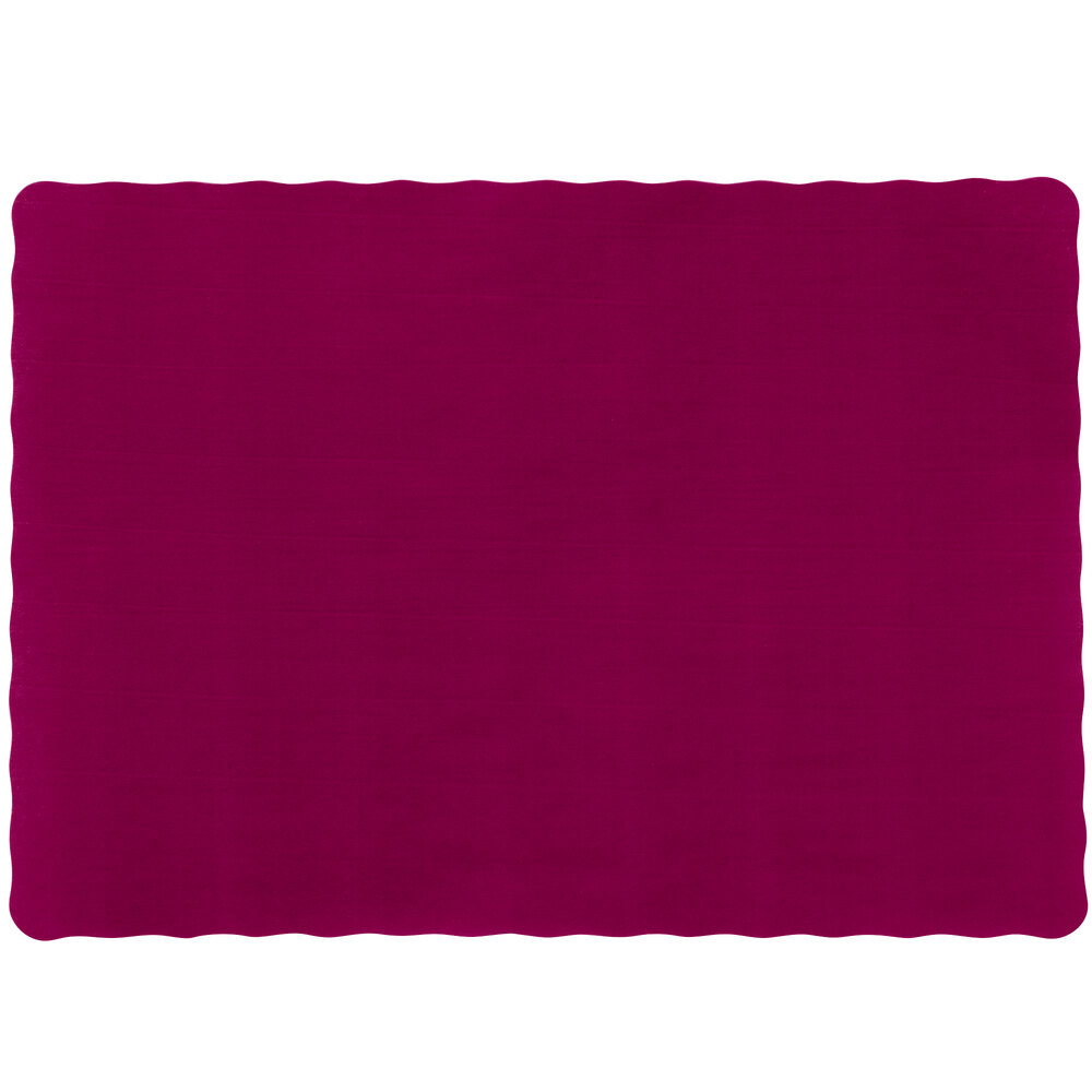 Choice 10" x 14" Burgundy Colored Paper Placemat with Scalloped Edge 1000/Case