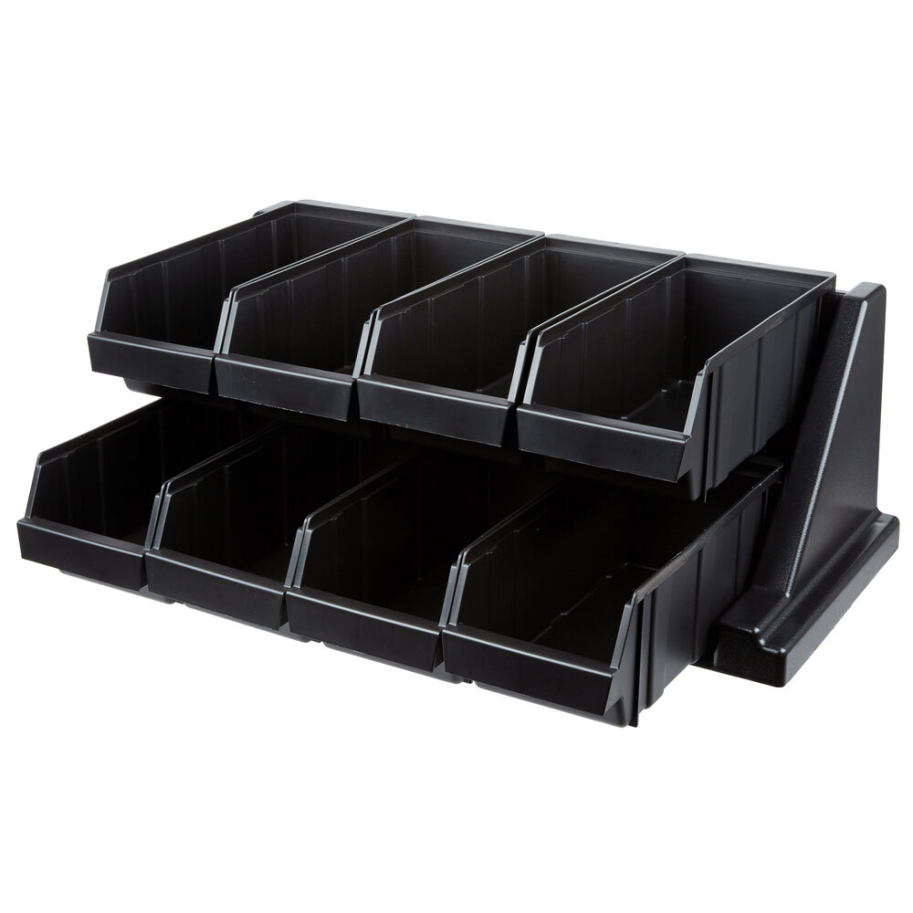 Cambro 8RS8110 Black Versa Self Serve Condiment Bin Stand Set with 2 ...