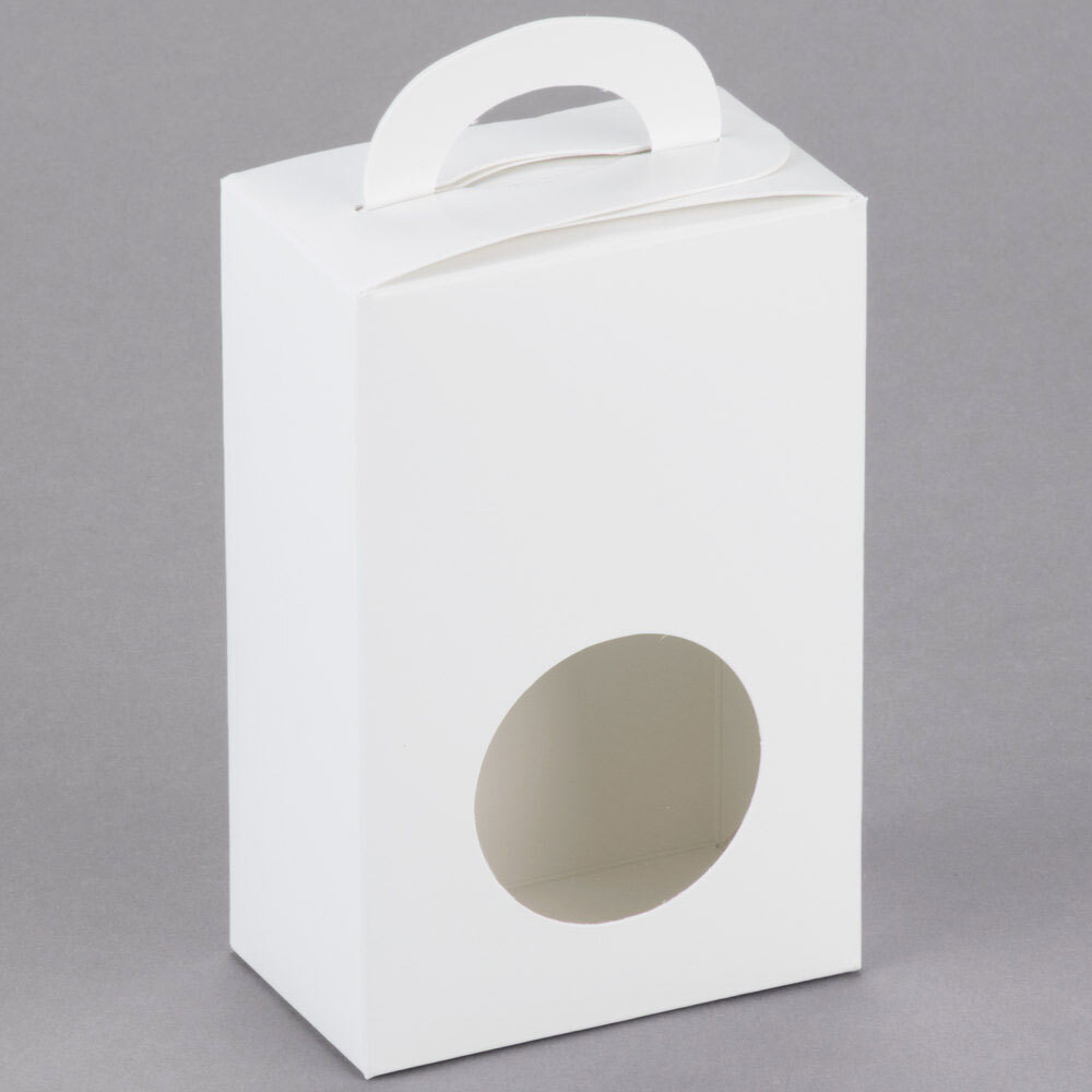 1Piece 1/2 lb. Circular Window Candy Box White 3 1/2" x 2" x 5 3/8
