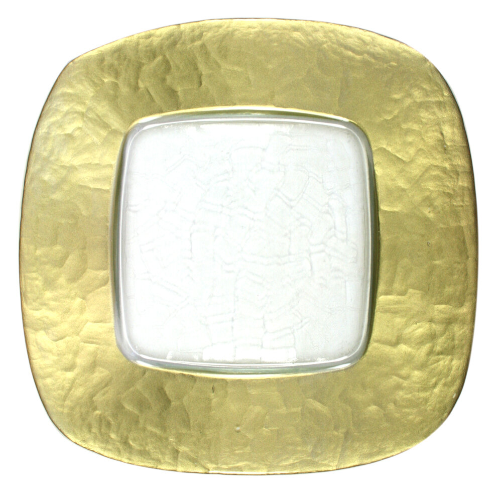 The Jay Companies 13" x 13" Square Gold Glass Charger Plate with Gold Edge