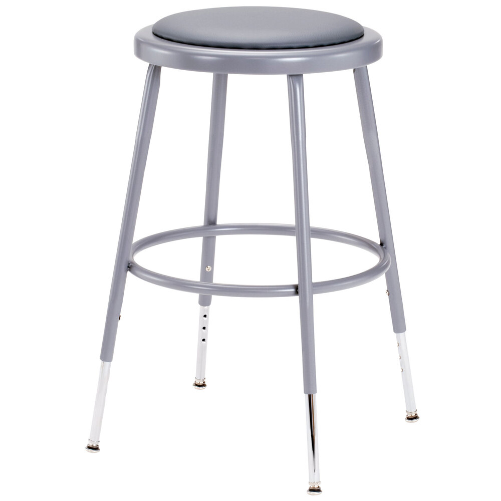 NATIONAL PUBLIC SEATING 6418 Round Stool Gray,18"H 