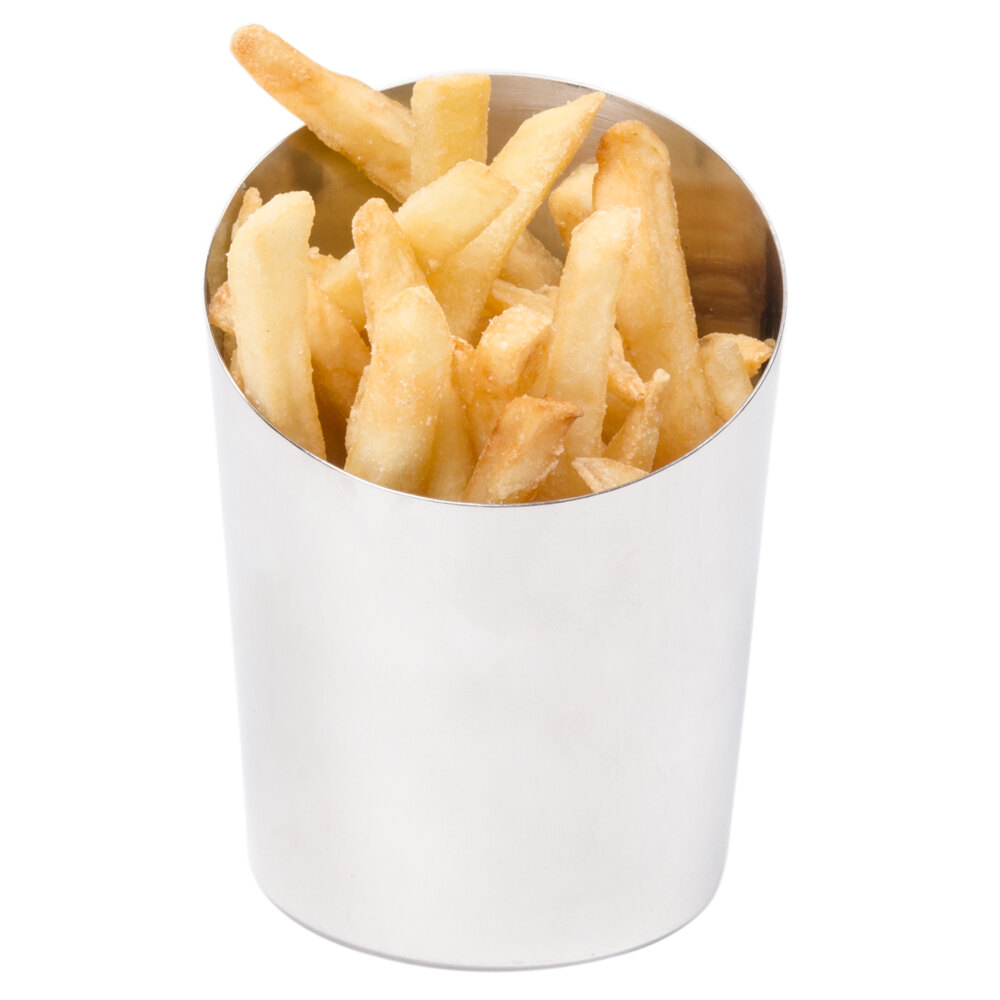 Angled Stainless Steel French Fry Cup 4"