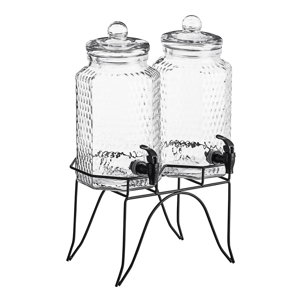 2.5 gallon Glass Drink Dispenser with Metal Stand - Destination Events