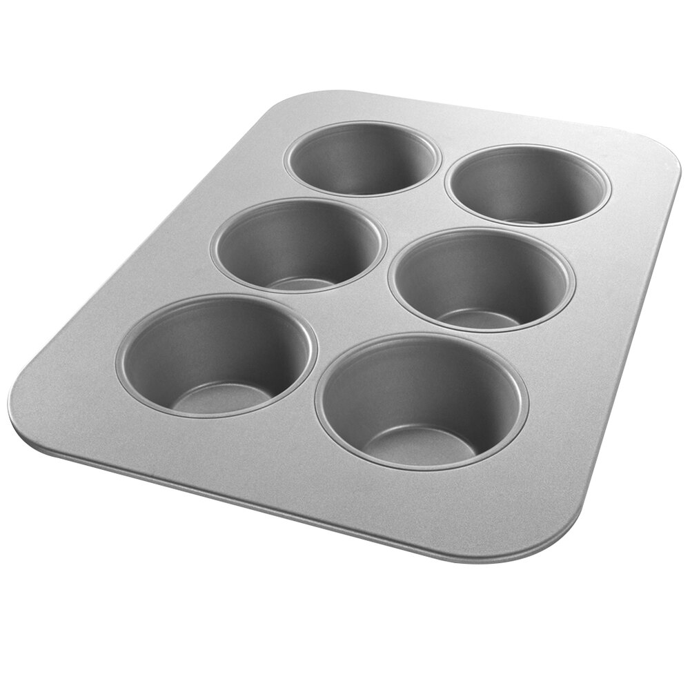 Chicago Metallic 26500 6 Cup 7.1 oz. Glazed Aluminized Steel Texas Jumbo Pecan Roll / Muffin Pan
