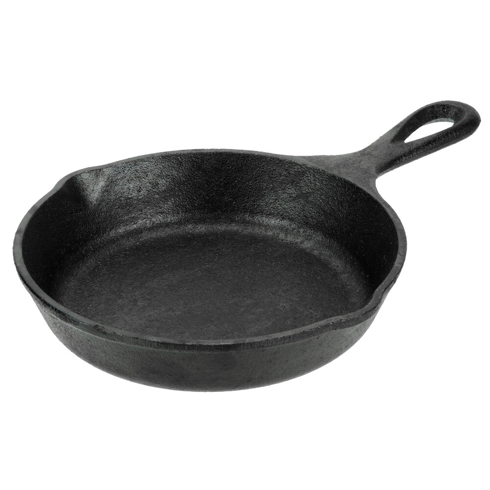 Backcountry Cast Iron Skillet (6 inch Small Frying Pan + Cloth Handle Mitt, Pre-Seasoned for Non-Stick Like Surface, Cookware Oven / Broiler / Grill