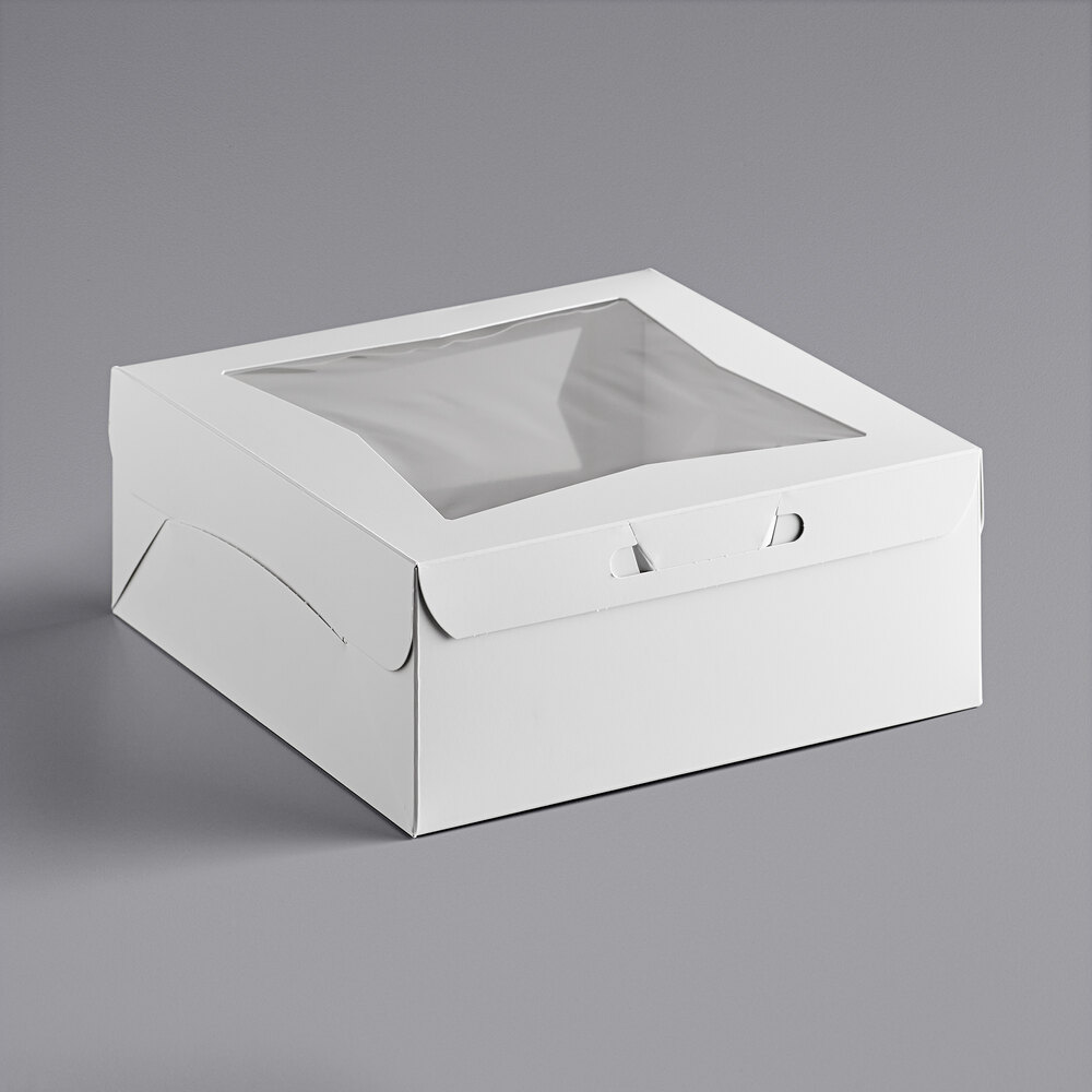gateau boxes 5 x 10" square white window top cake