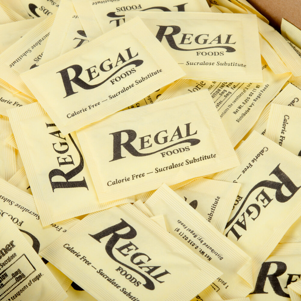 Regal Foods 1 Gram Yellow Sugar Substitute Packet 2000/Case