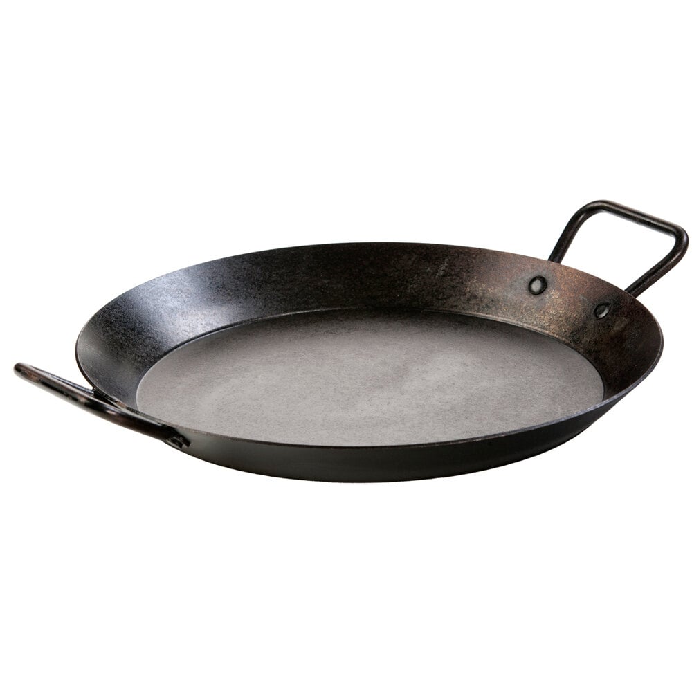Outset Grill Paella and Deep Dish Pizza Pan, Cast Iron BBQ Pan with  Handles, 18.15” x 14.11” x 2.15”