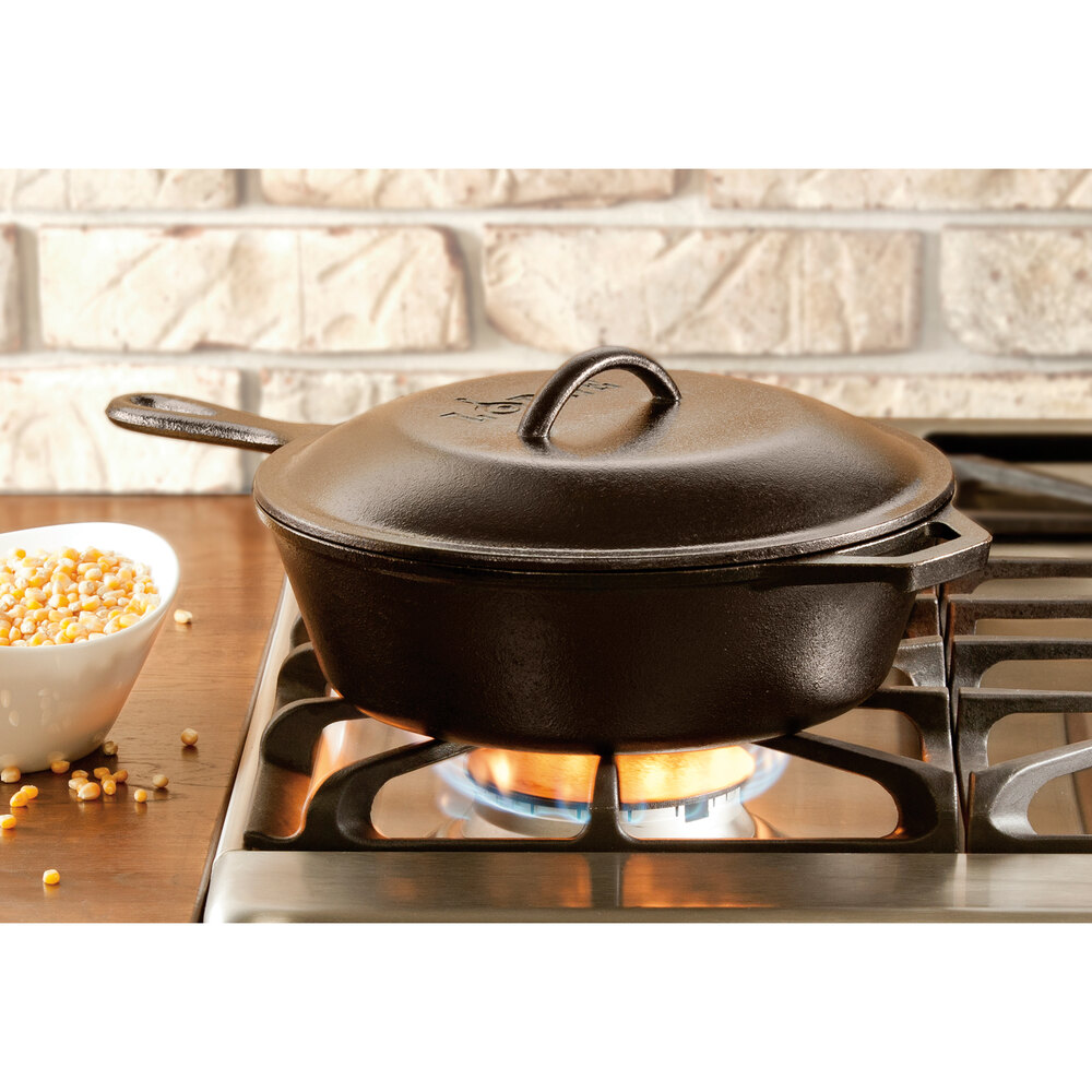 Lodge L8CF3 10 1/2" PreSeasoned Cast Iron Covered Chicken Fryer Deep Skillet