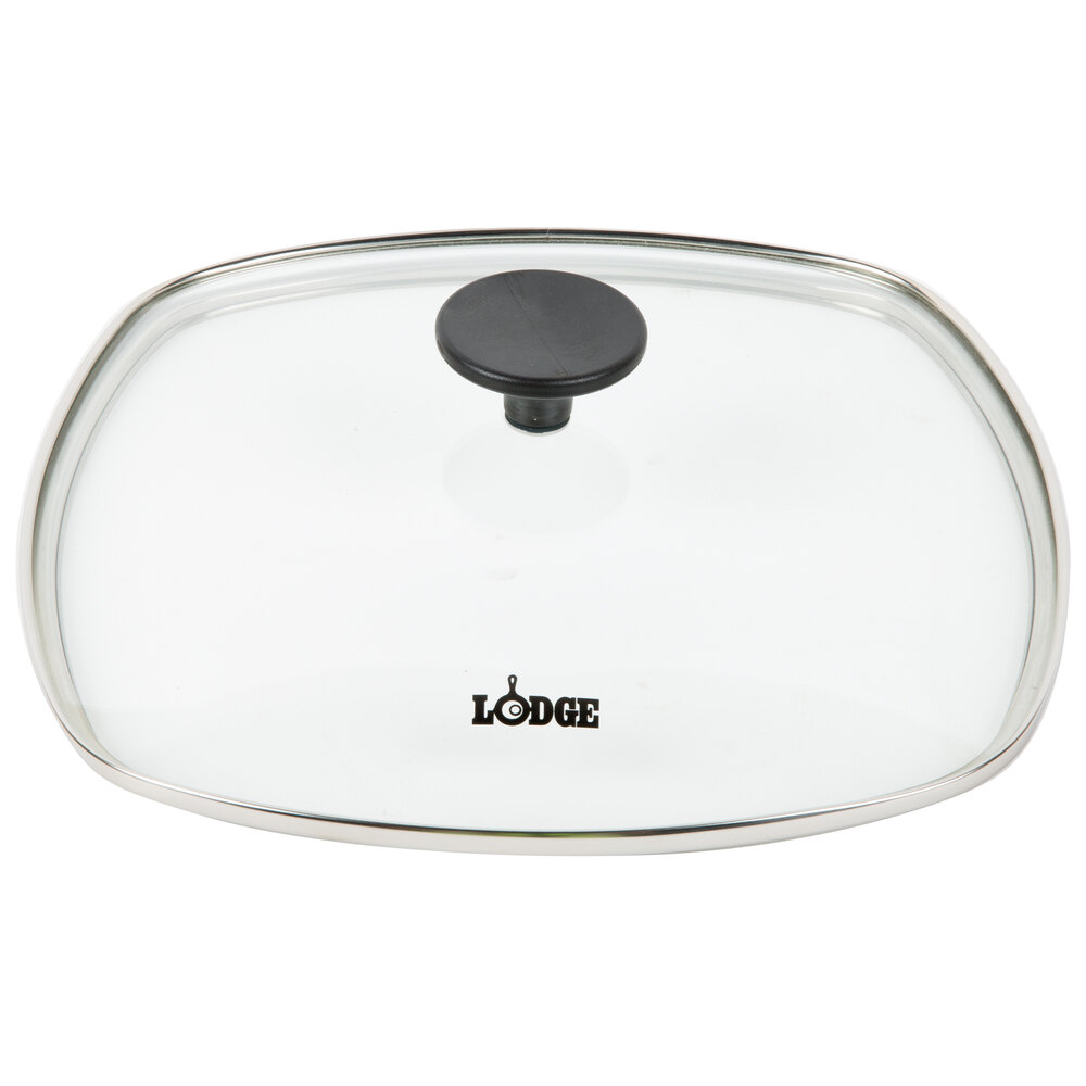 Lodge Cast Iron 10.5” Square Tempered Glass Lid, GLSQ10, with Silicone Knob  