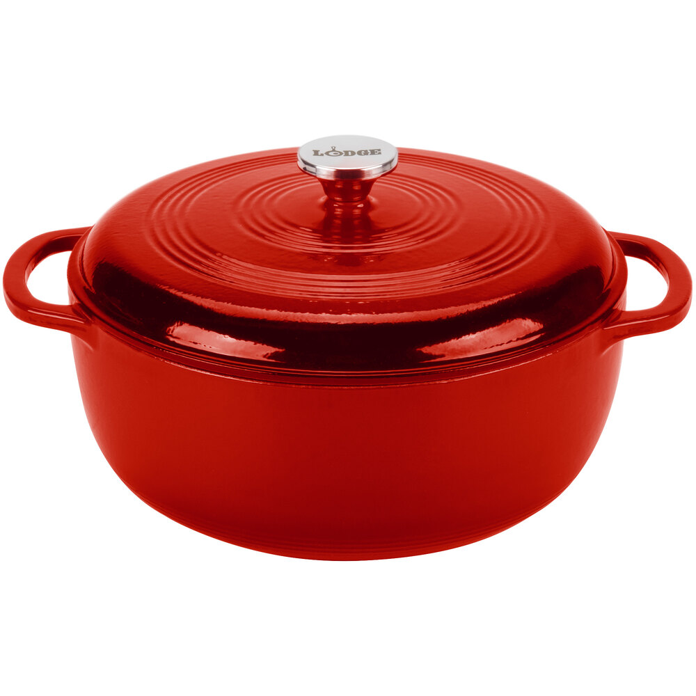 Lodge 7 qt. Red Enameled Cast Iron Dutch Oven EC7OD43 - The Home Depot