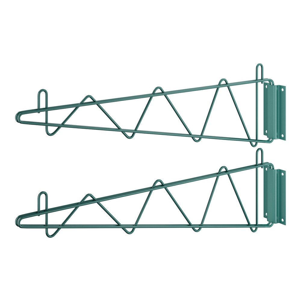 Regency 24 inch Deep Wall Mounting Bracket for Green Epoxy Wire Shelving - 2/Set