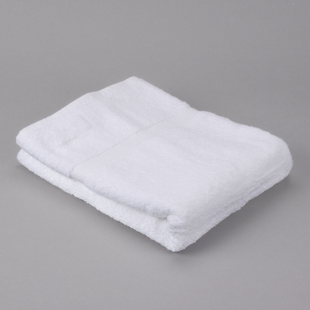 Bath Towel 27x50, 14 lb., 100% Cotton, Dobby Border & Dobby Edge, White, 1  dozen