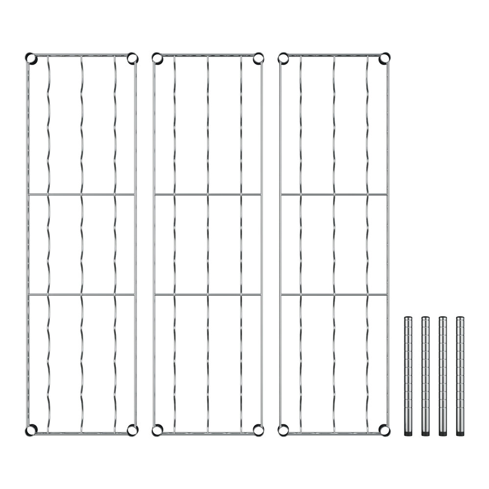 A Regency wire wine rack with metal shelves and rods.