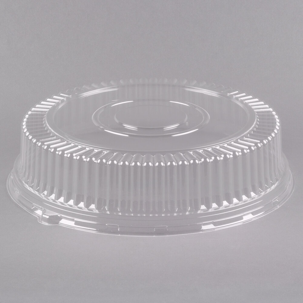 Visions 18" Clear PET Plastic Round Catering Tray High Dome Lid 25/Case