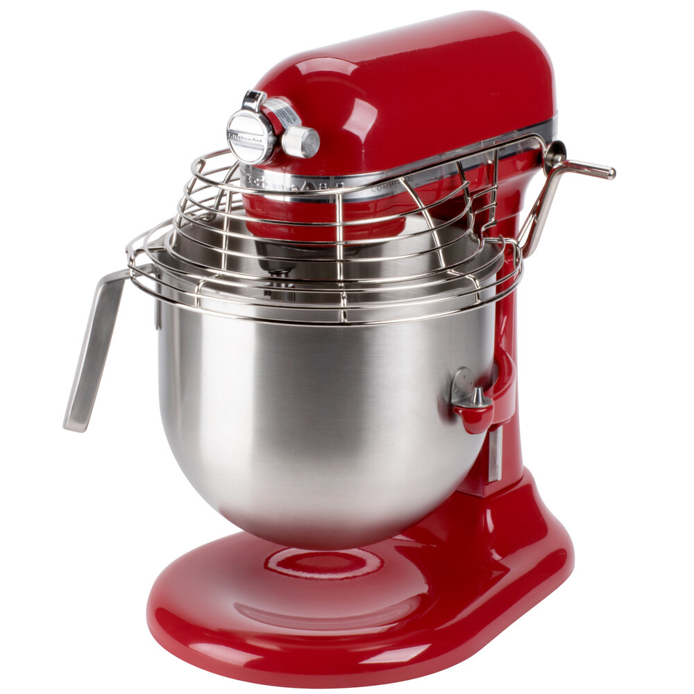 Red KitchenAid 8 qt. Commercial Mixer & Bowl Guard KSMC895ER