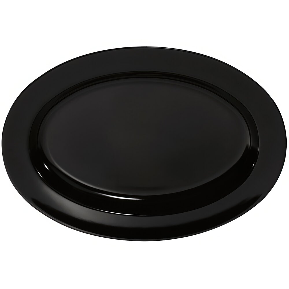 GET Enterprises OP-618-BK Milano black oval melamine platter, 18 x 13.5 inch, glossy finish