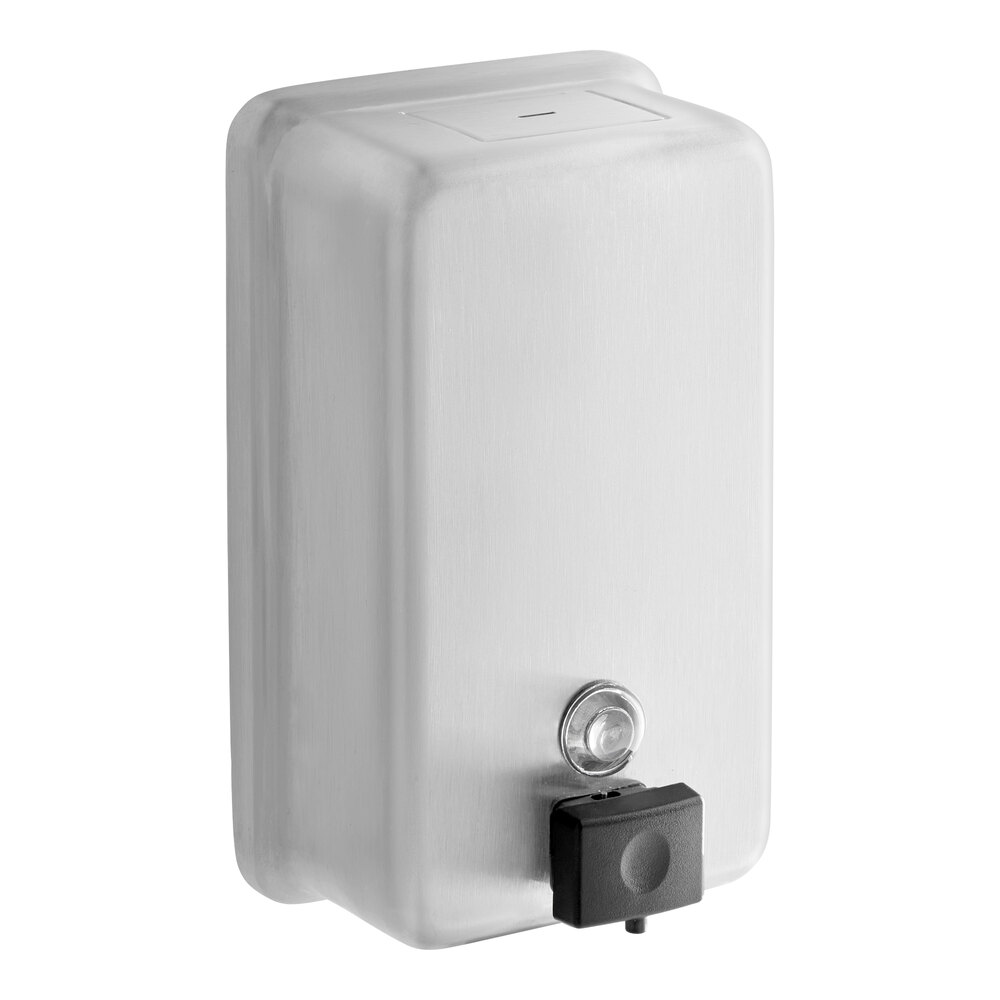 Bobrick ClassicSeries B-2111 Surface-Mounted Vertical Manual Liquid Soap Dispenser, 40 oz, Satin Stainless Steel