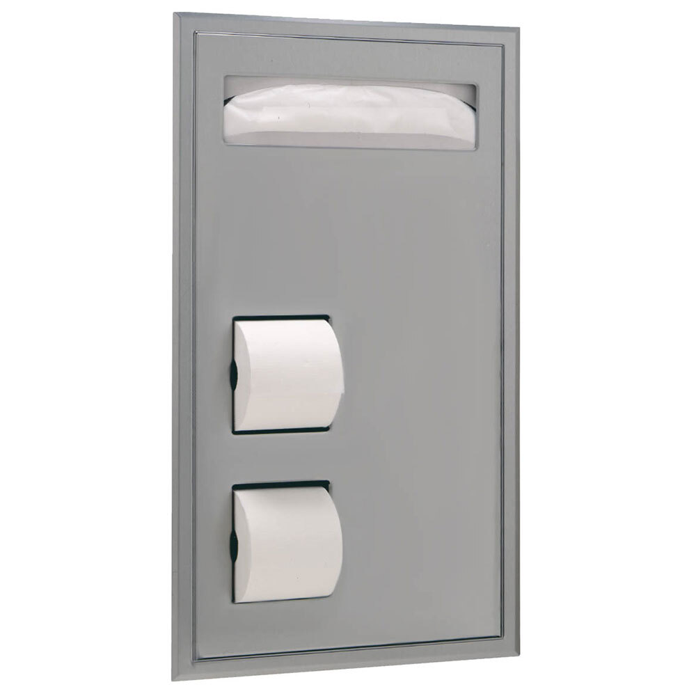 Bobrick B34715 Partition Mounted Toilet SeatCover and Toilet Tissue