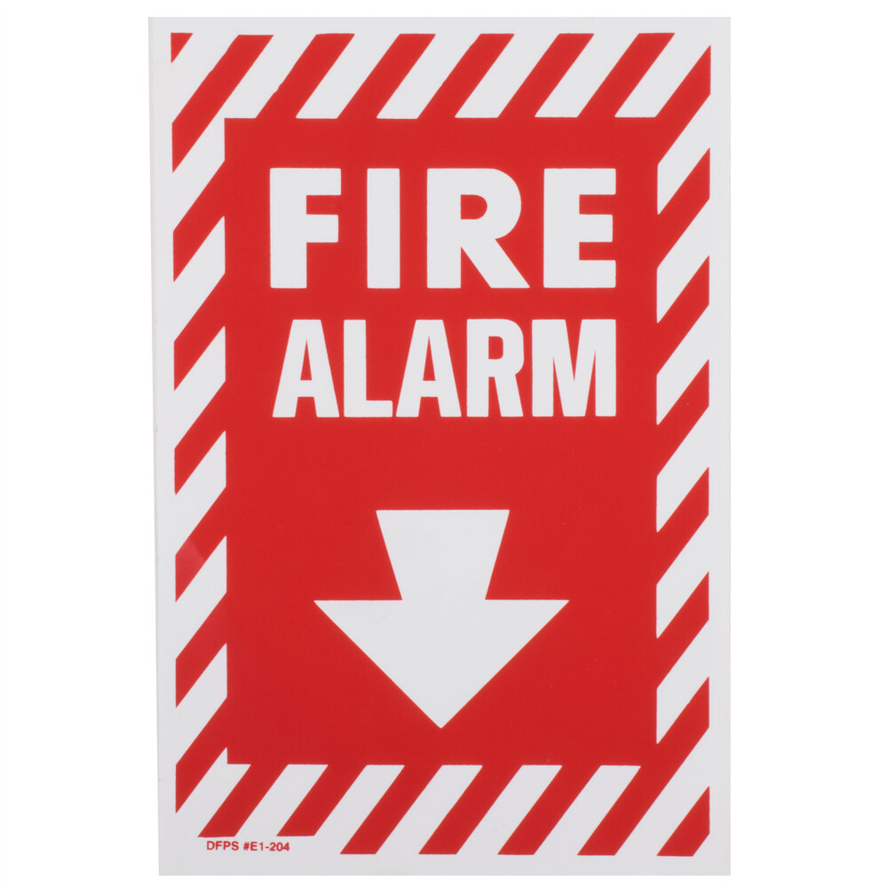 Buckeye Fire Alarm Adhesive Label with Border Red and White, 13" x 8"