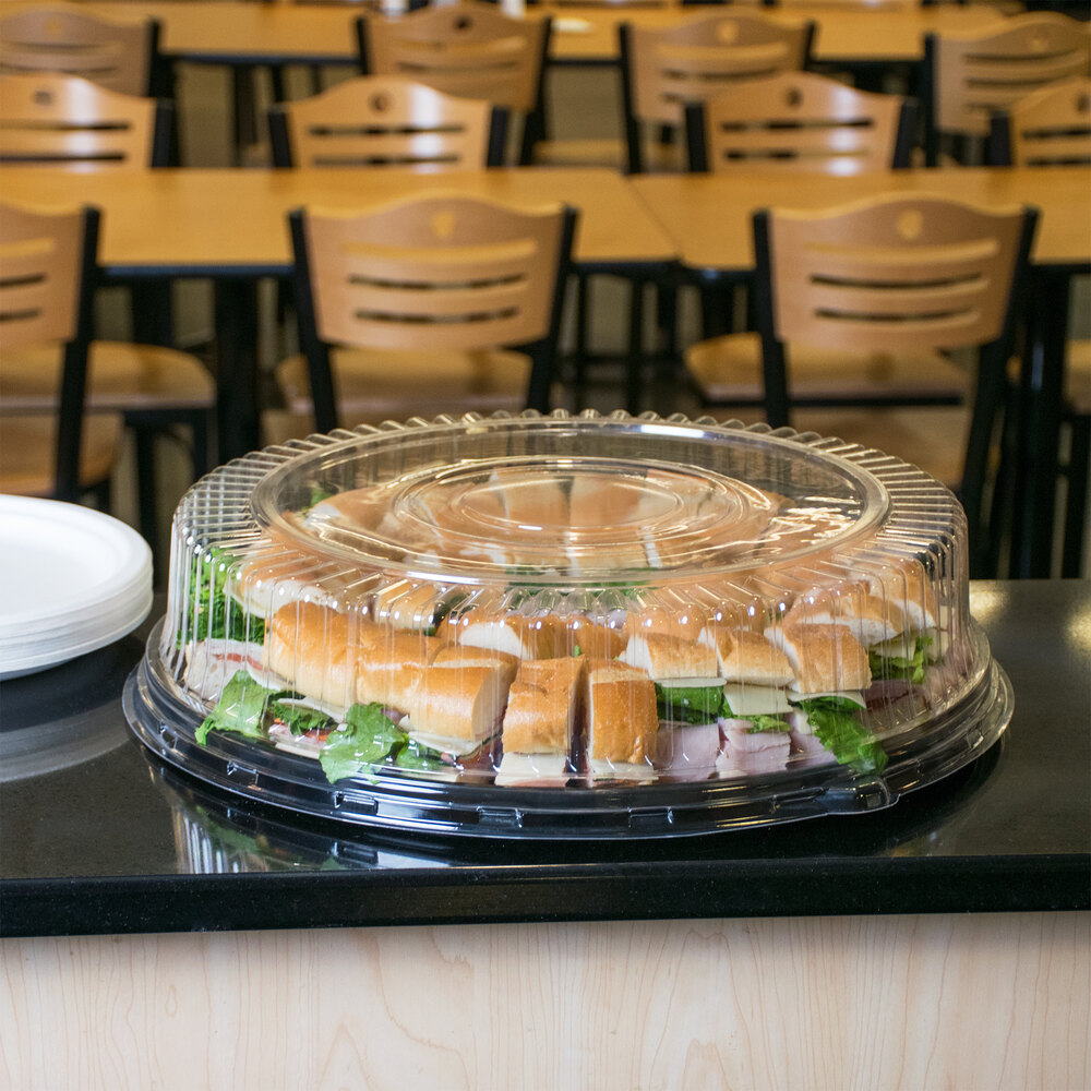 Visions 18" Clear PET Plastic Round Catering Tray High Dome Lid 5/Pack