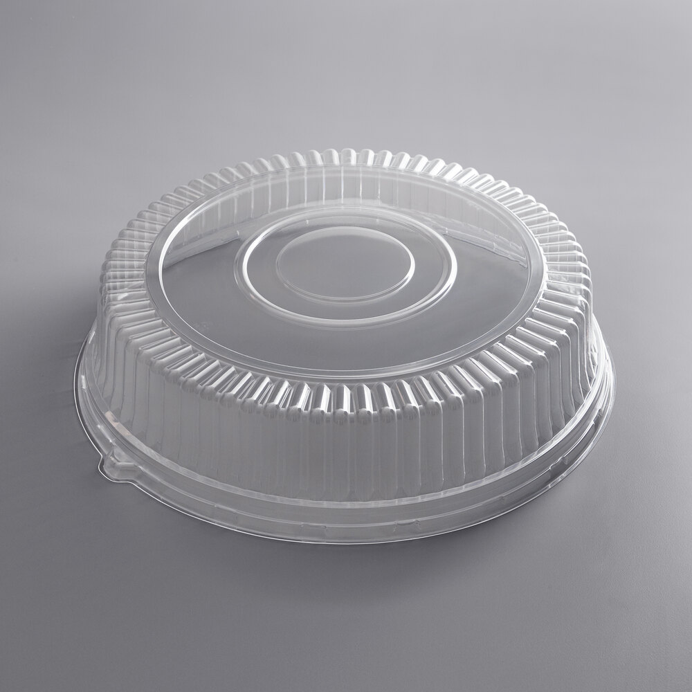 Visions 18" Clear PET Plastic Round Catering Tray High Dome Lid 5/Pack