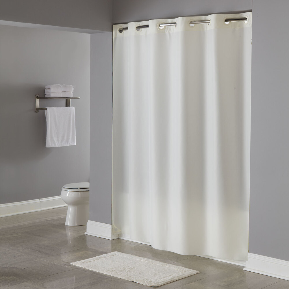 Hookless HBH40PLW05X Beige Plainweave Shower Curtain with Matching Flat ...