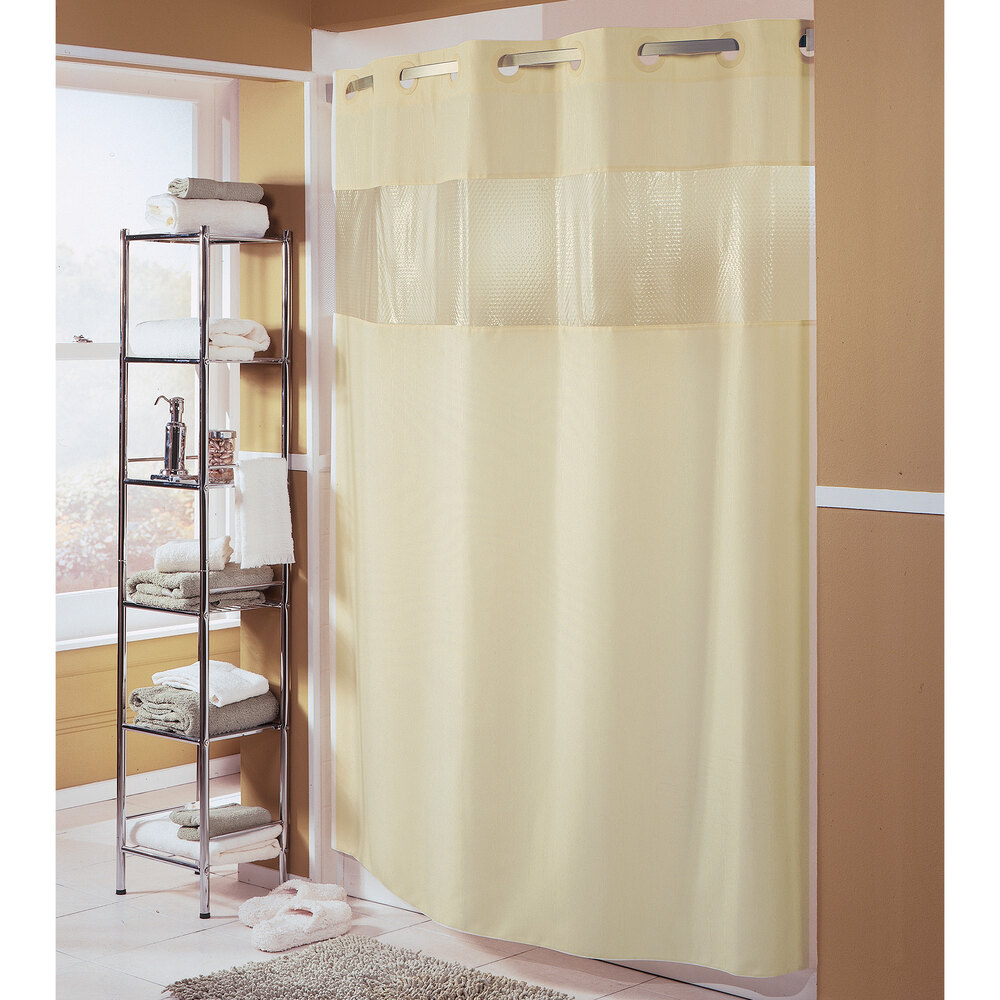 Hookless HBH41BUB05WS Beige The Major Shower Curtain with Matching Flat