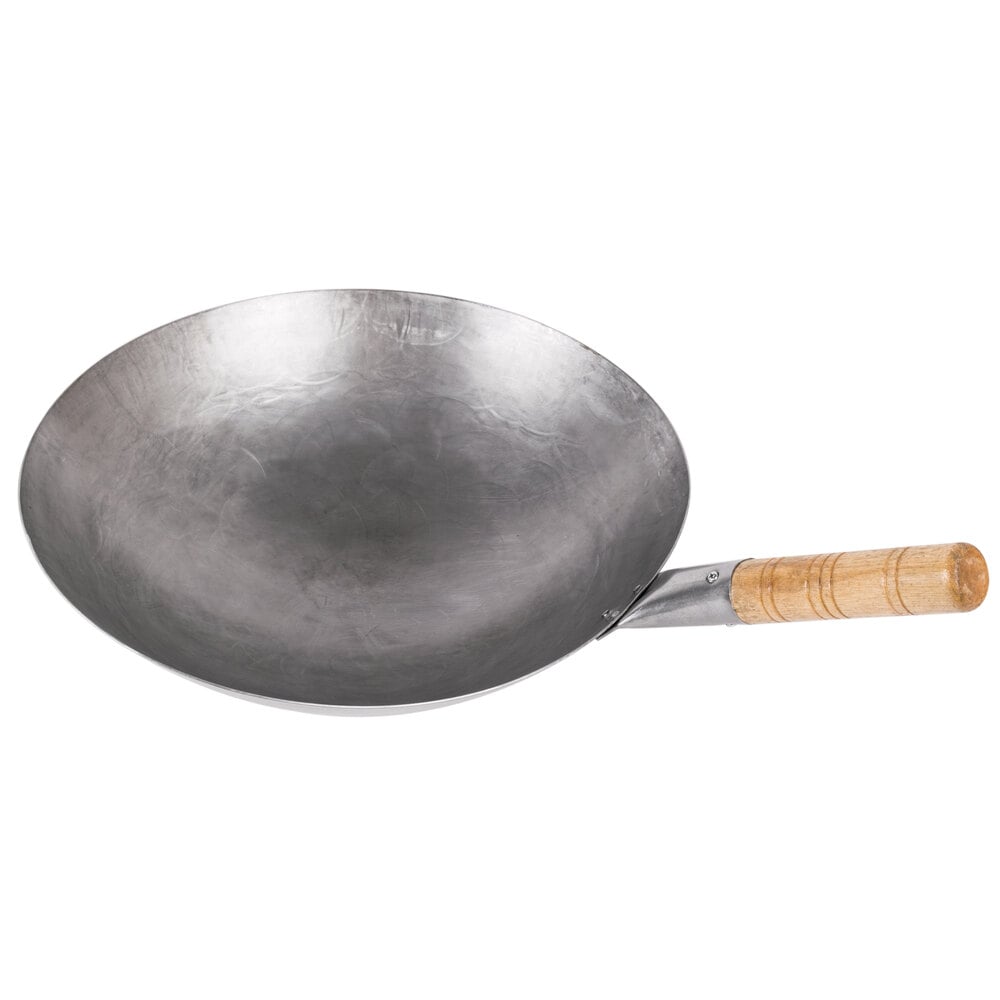 Pre-Seasoned Carbon Steel Wok Pan 13,5 “ Woks and Stir Fry Pans Chinese W... 