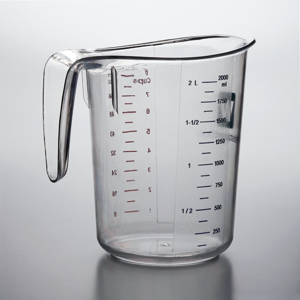 Commercial Glass Measuring Cup, 8 Cup Capacity (2 Liters), Transparant