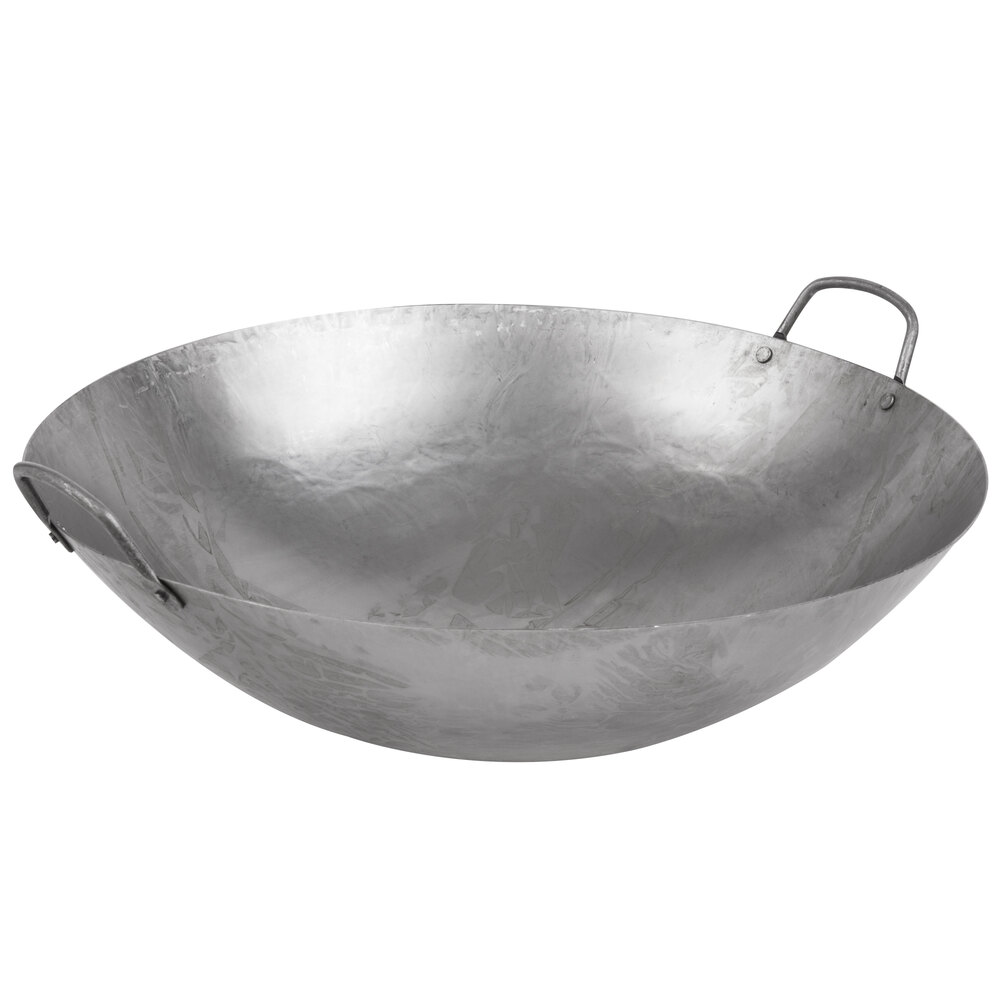 Heavy Duty Hand Hammered Chinese Wok Pan 16 Large Skillet Deep
