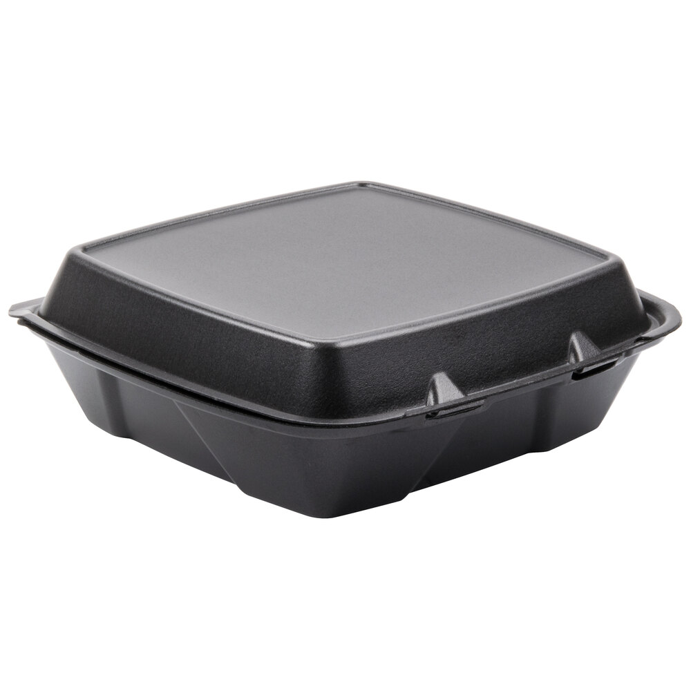 Dart 90HTB1R 9" x 9" x 3" Black Foam Square Take Out Container with