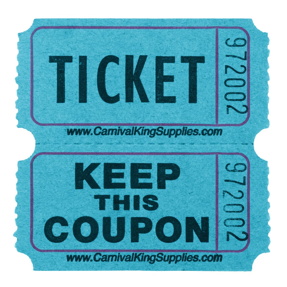 Carnival King Blue 2-Part Customizable Raffle Tickets - 2000/Roll