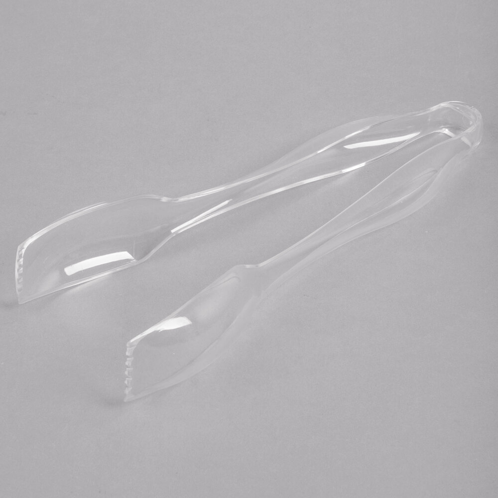 Visions 10 1/2" Clear Disposable Plastic Tongs 36/Case