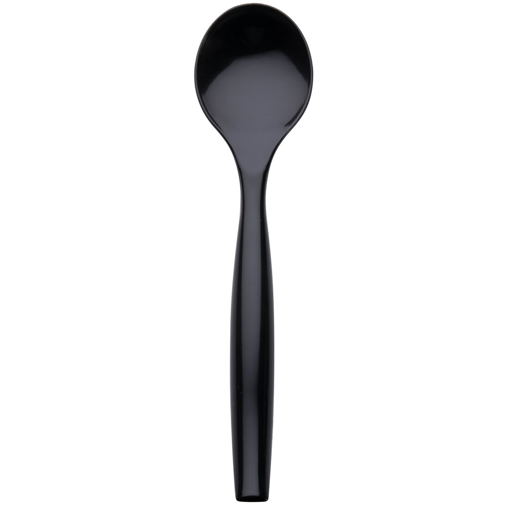 Visions 10" Black Disposable Plastic Serving Spoon 6/Pack