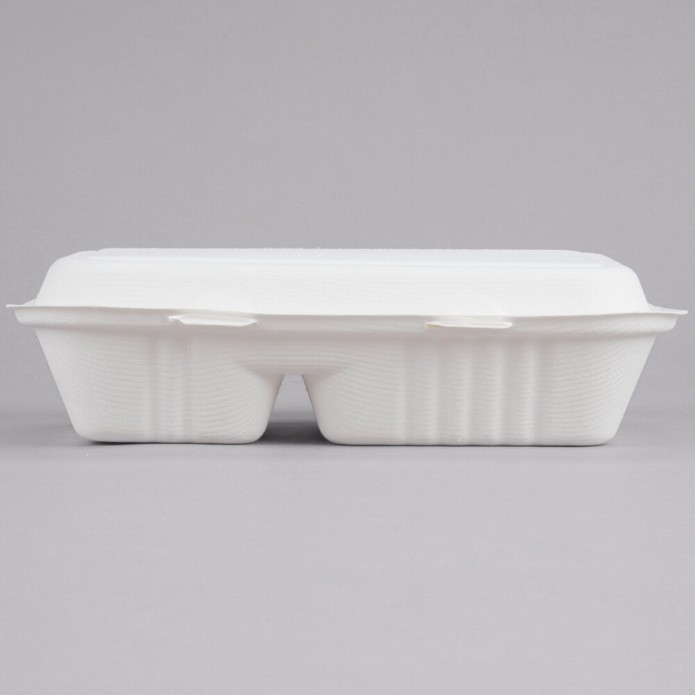 Raj Eco Bagasse 9 x 6 Clamshell Takeout Containers- 200 Pack- Compostable  and Disposable Heavy Duty containers for parties, Restaurants, Food Trucks,  and leftovers - Alternative to Plastic & Paper 