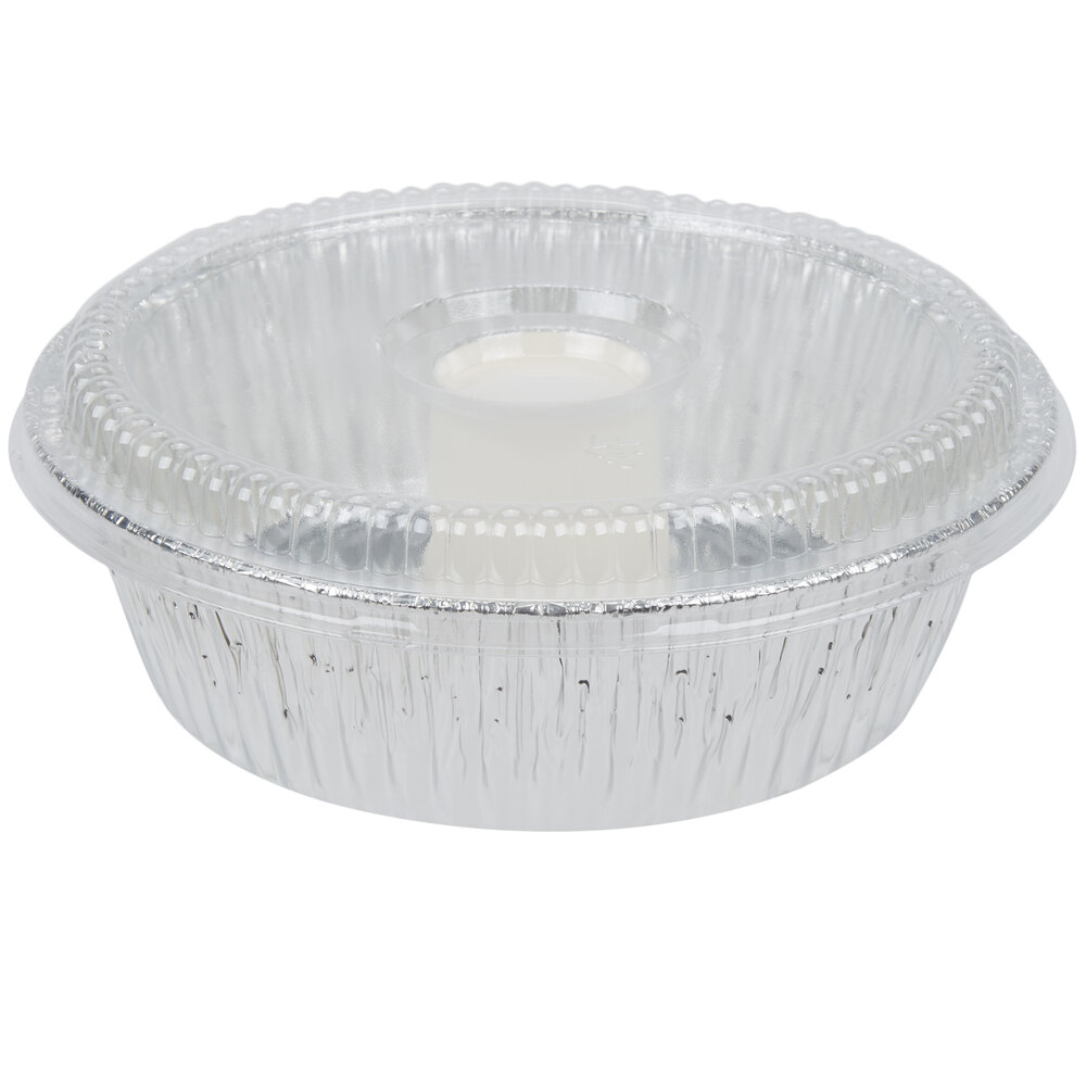 D&W Fine Pack D62 10" Aluminum Foil Angel Food Pan with Clear Dome Lid