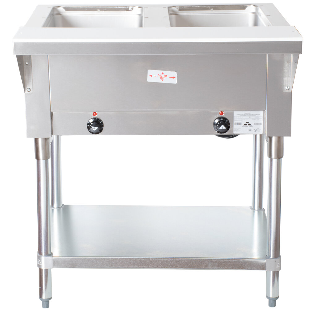 Advance Tabco SW2E240 Two Pan Electric Hot Food Table with Undershelf