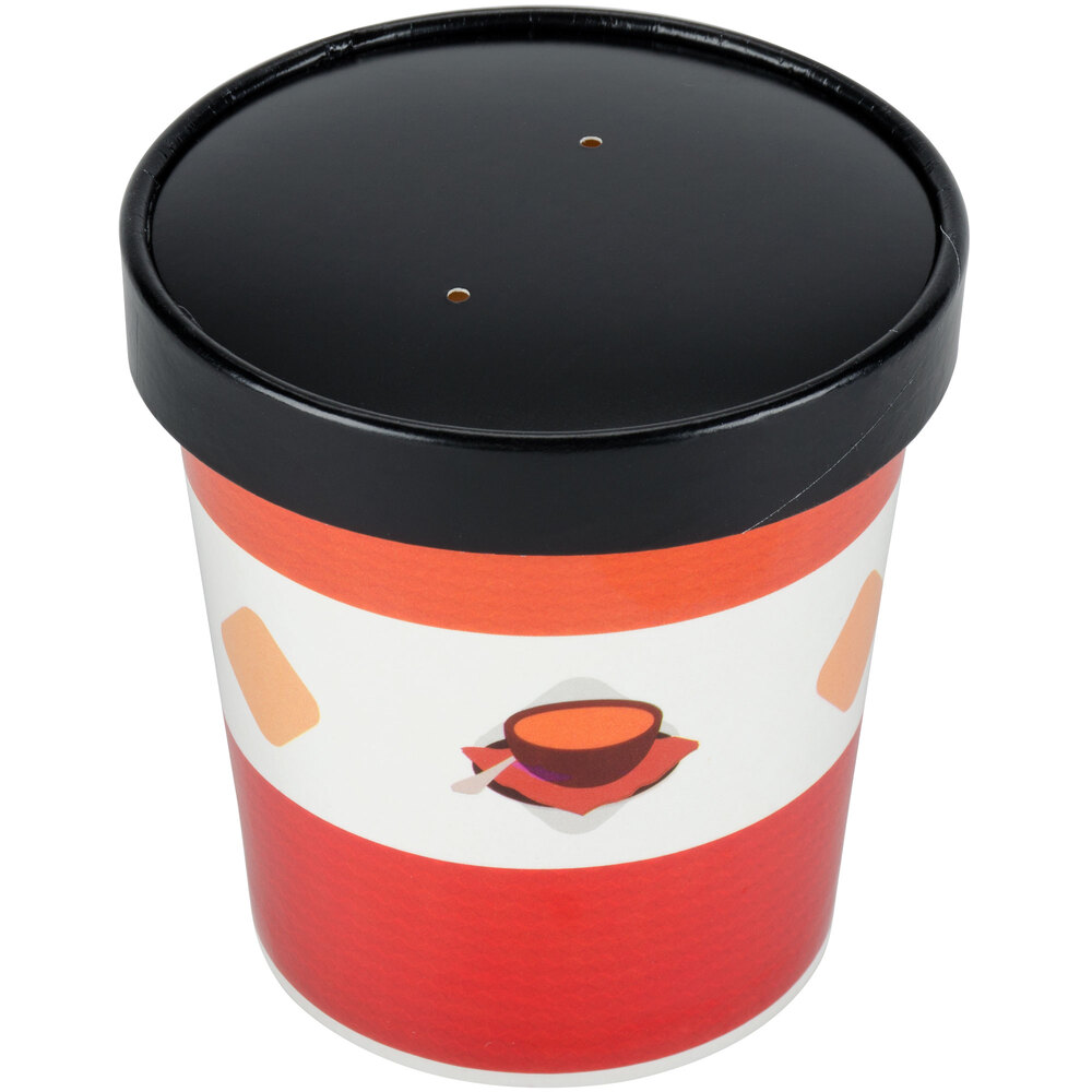 Double Poly-Coated Paper Hot Soup Food Cup w\ Plastic Lid Details about   250 Pack 16 oz 