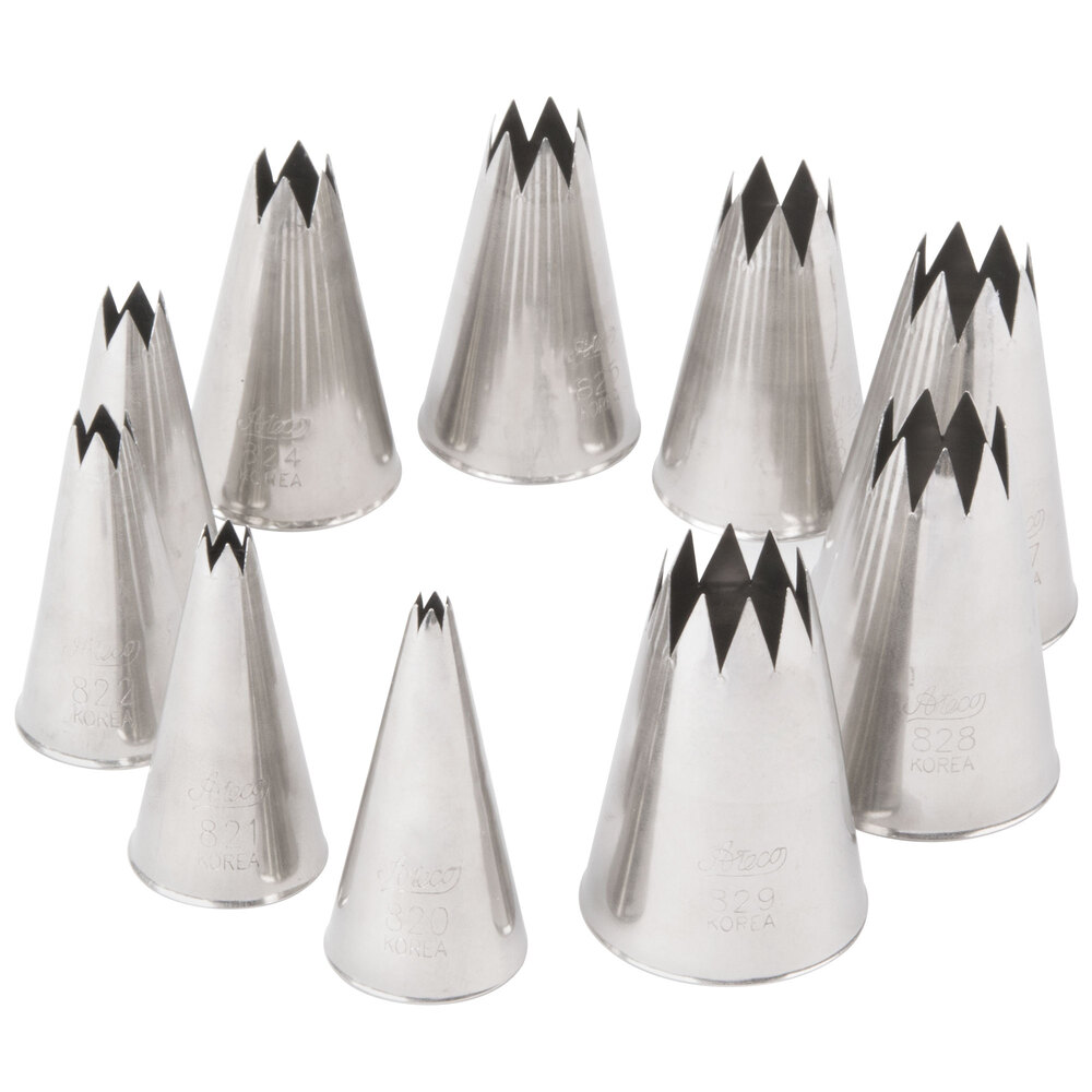Sizes 0-9 Stainless Steel Pastry Tips Plain Tube Set 10 Piece 