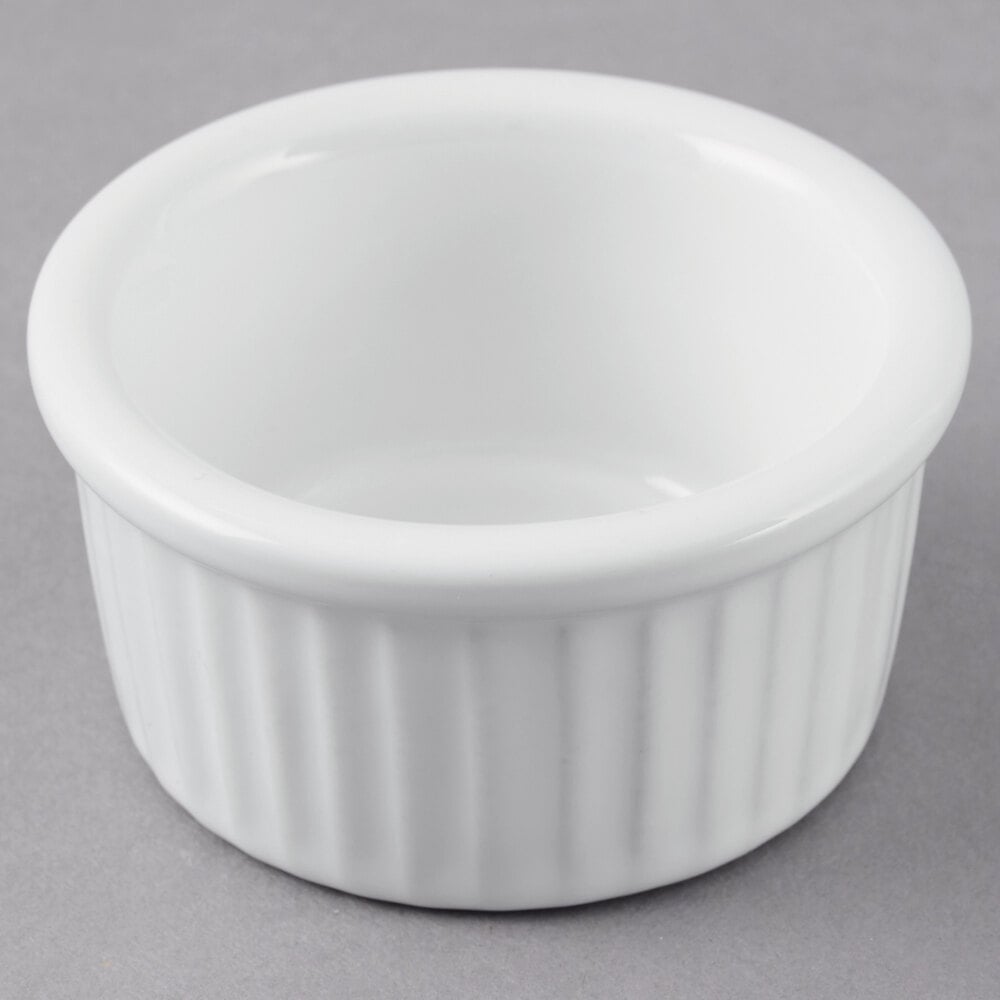 Tuxton BWX-0252 2.5 oz. White Fluted China Ramekin - 12/Pack