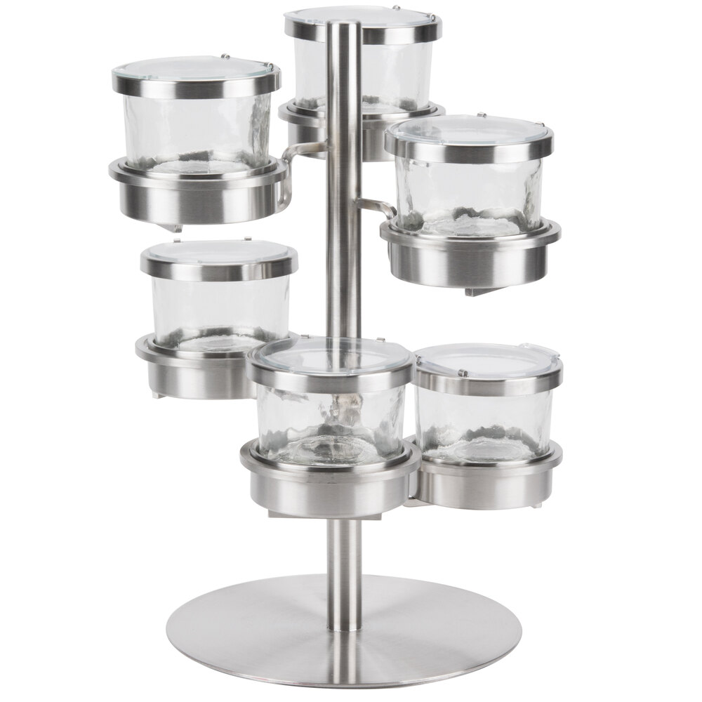 CalMil 1858555HL Mixology Stainless Steel Tiered 6 Jar Rotating