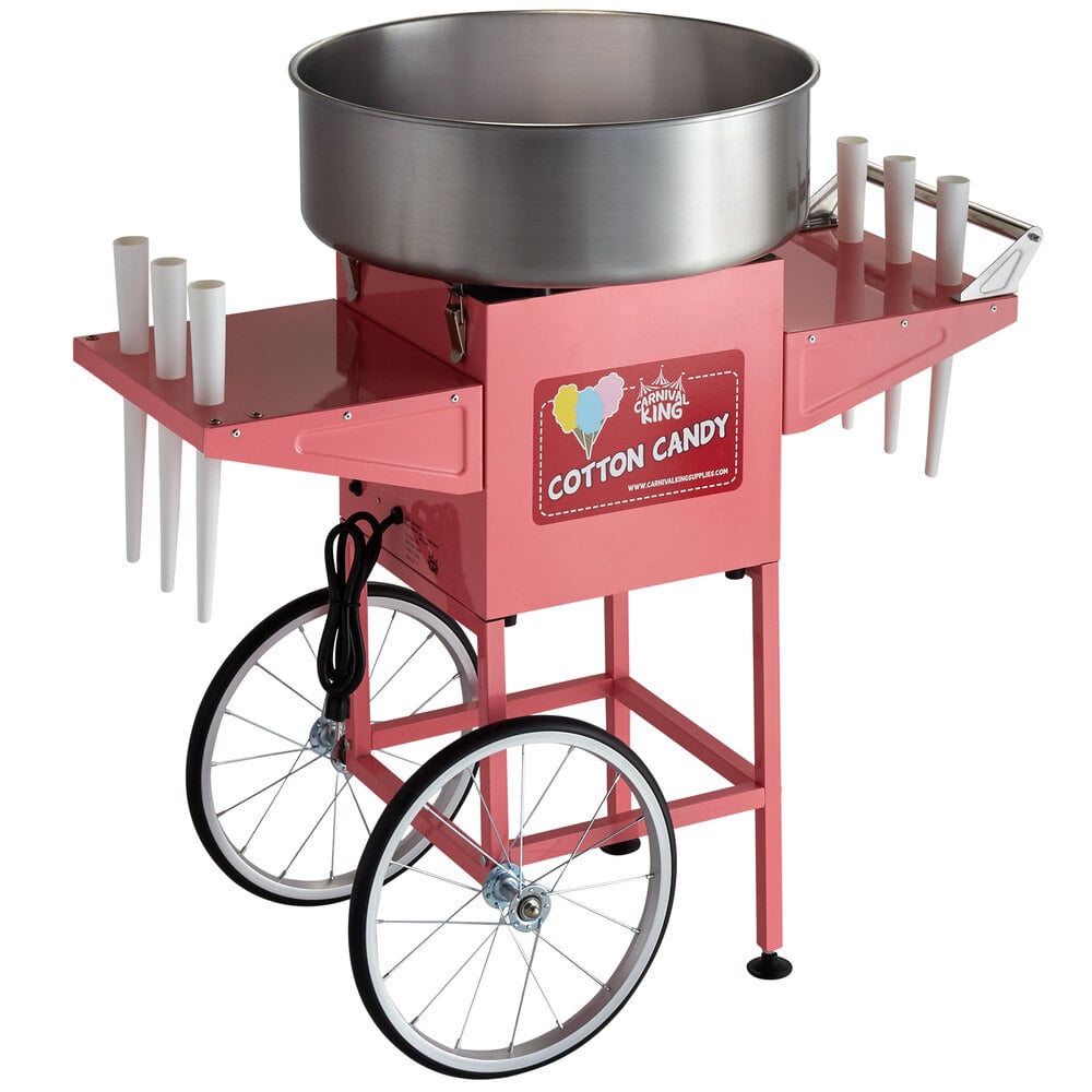Carnival King CCM21CT Cotton Candy Machine with 21 inch Stainless Steel Bowl and Cart - 110V, 1050W