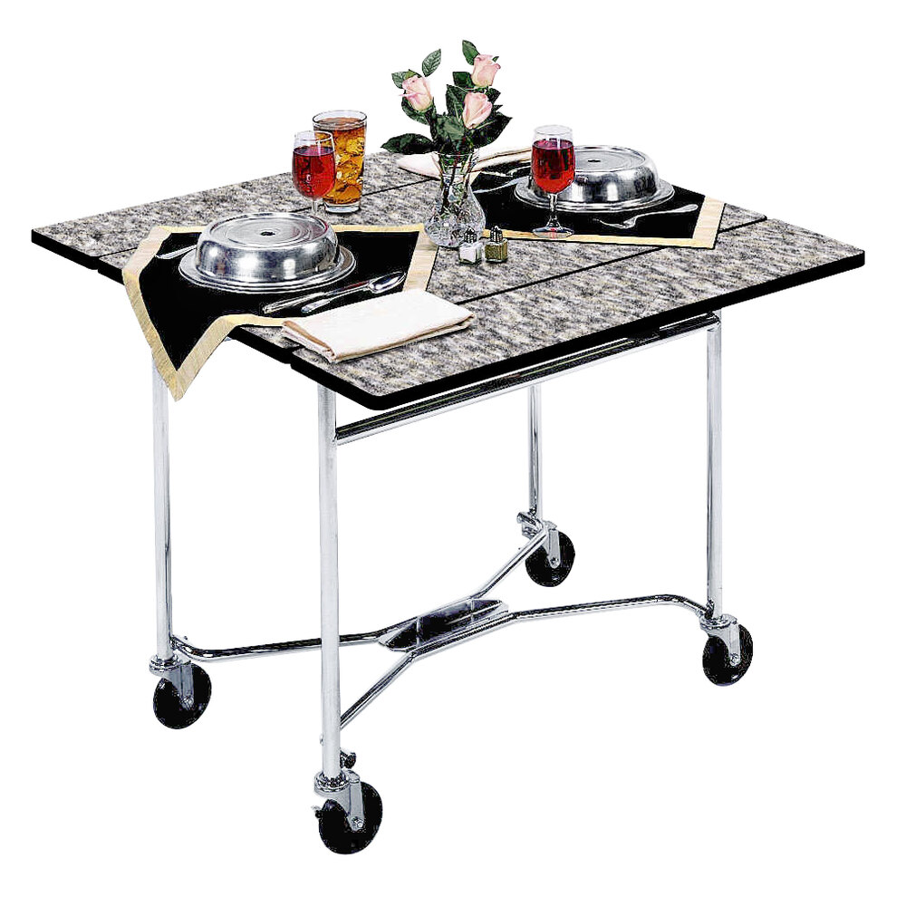 Table Top Service Lakeside 413VC Mobile Square Top Room Service Table with Gray Sand ...